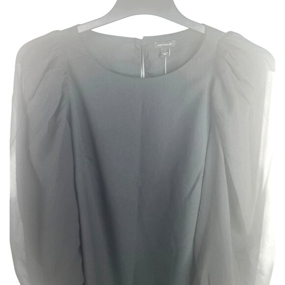 Ann Taylor Black Long-Sleeve Shift Dress With Puff Shoulders Back Zipper Size 6 - Picture 10 of 12